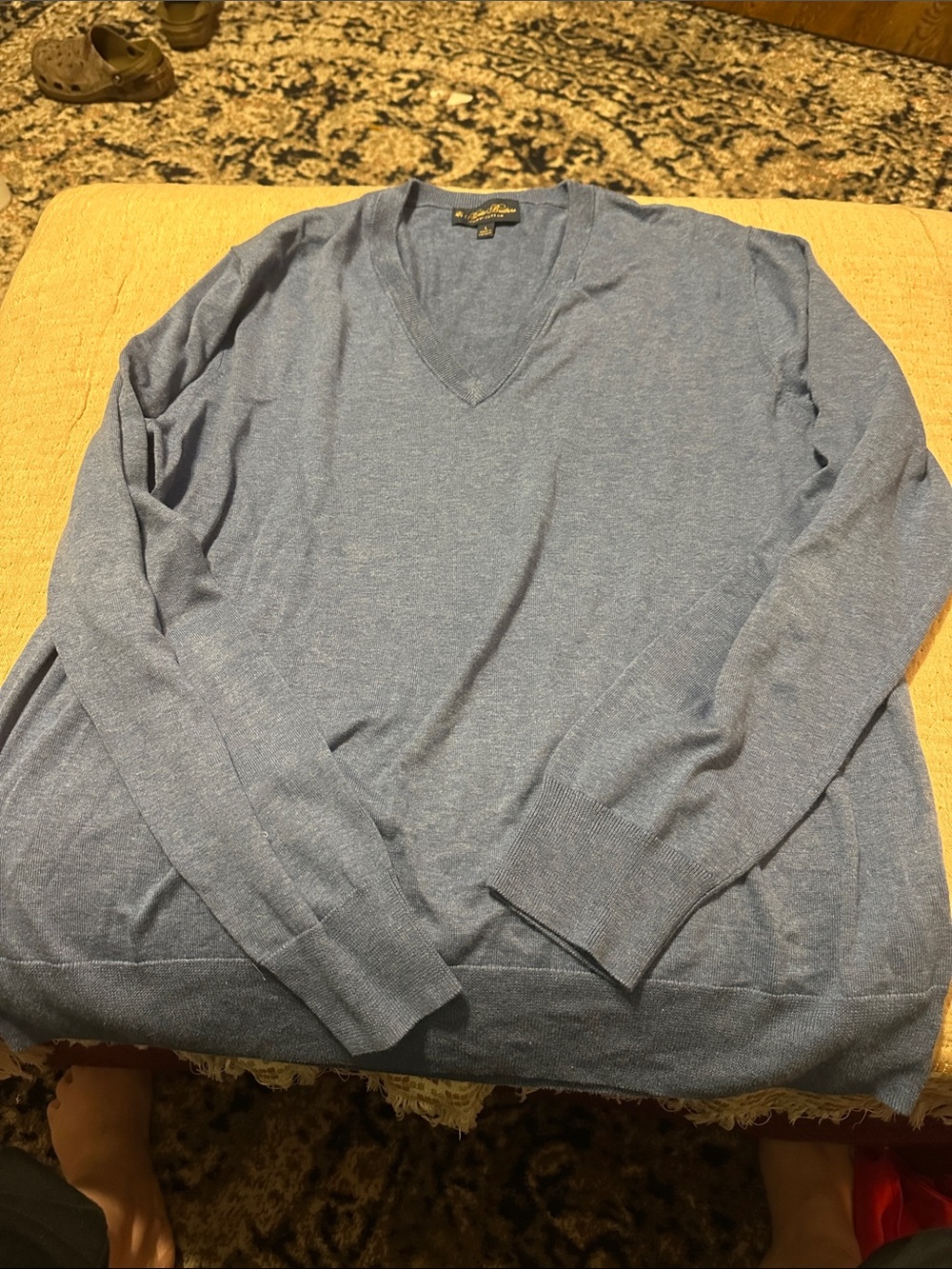 Brooks brother supima cotton Light Blue V-Neck Men's Sweater large